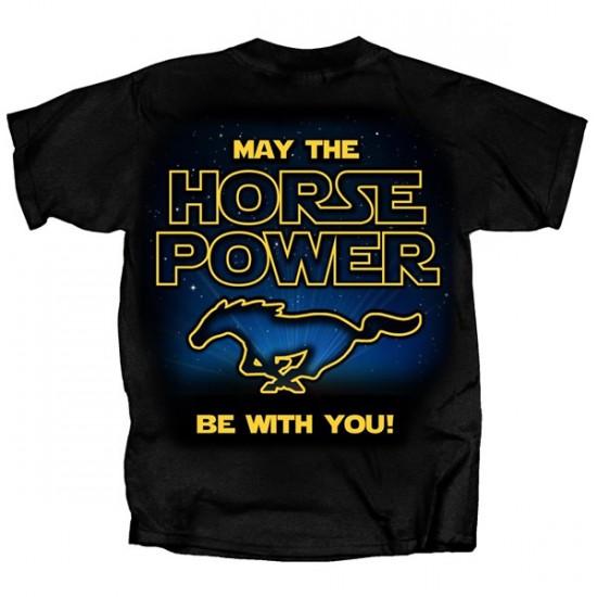 Mens Black May the Horsepower be with You T-Shirt